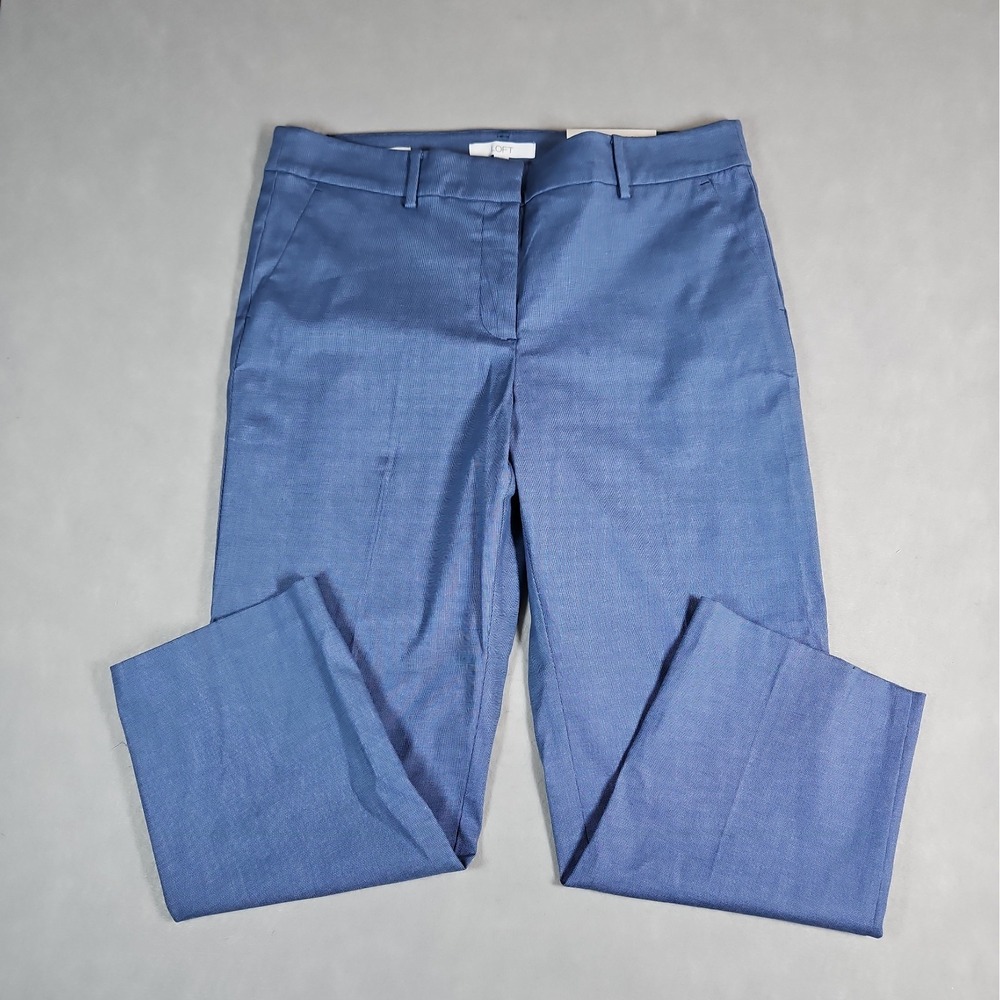 LOFT Womens Blue Riviera Slim Cropped Pants Size 12 Petite NWT